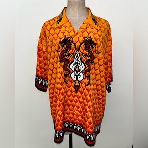 Vintage Dragonfly Scales Dragon Button Down Shirt XL